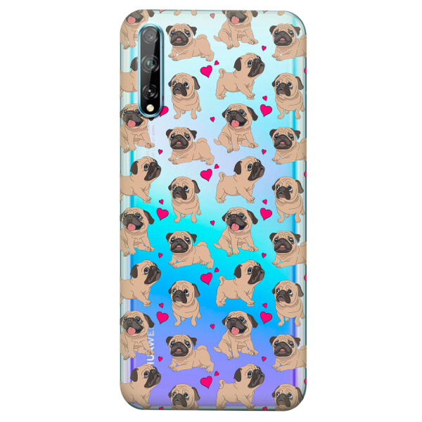 

Прозрачный силиконовый чехол iSwag для Huawei Y8p с рисунком - Влюбленные мопсы (KS4228)
