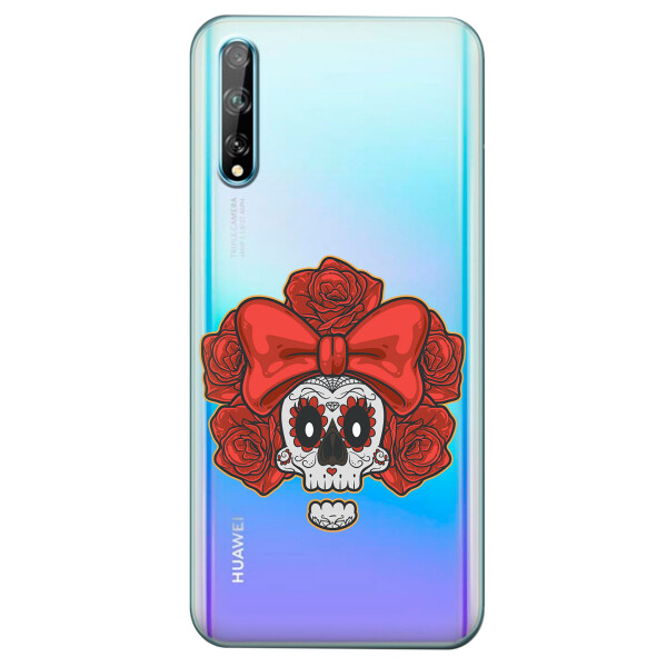 

Прозрачный силиконовый чехол iSwag для Huawei Y8p с рисунком - Готический череп (KS4229)