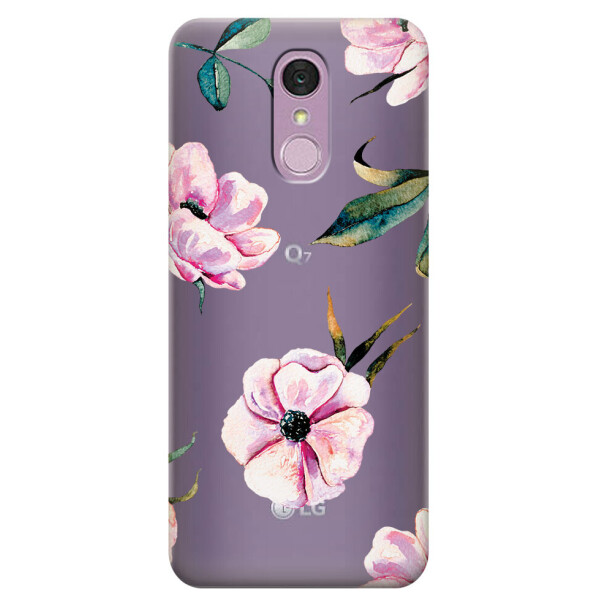 

Прозрачный силиконовый чехол iSwag для LG Q7 с рисунком - Пионы (H503)