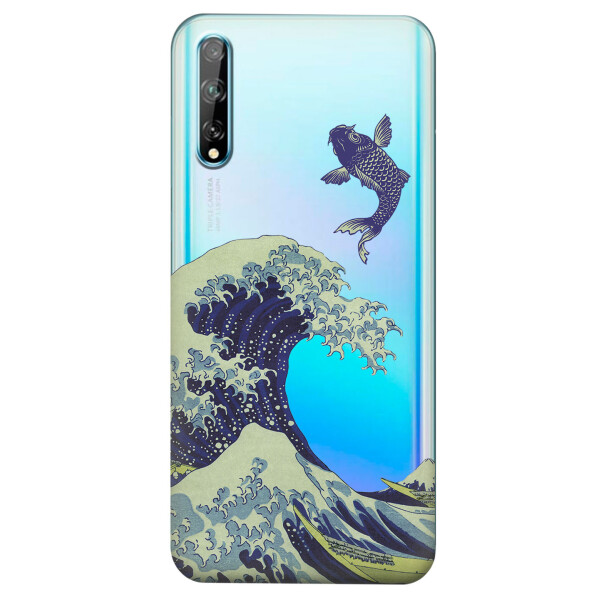 

Прозрачный силиконовый чехол iSwag для Huawei Y8p с рисунком - Большая волна в Канагаве (KS4250)