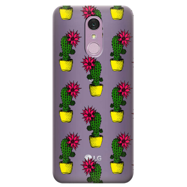 

Прозрачный силиконовый чехол iSwag для LG Q7 с рисунком - Кактусы (H523)