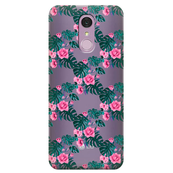 

Прозрачный силиконовый чехол iSwag для LG Q7 с рисунком - Цветочная лиана (H538)