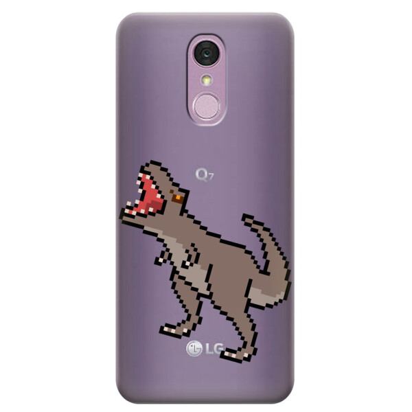 

Прозрачный силиконовый чехол iSwag для LG Q7 с рисунком - Пикселький динозавр (H545)