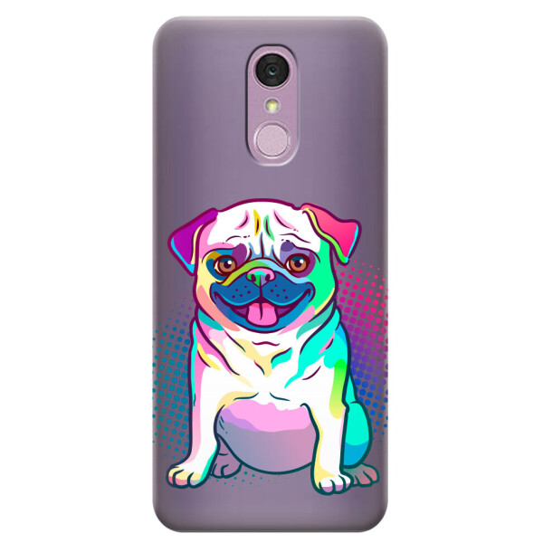

Прозрачный силиконовый чехол iSwag для LG Q7 с рисунком - Мопс (H555)