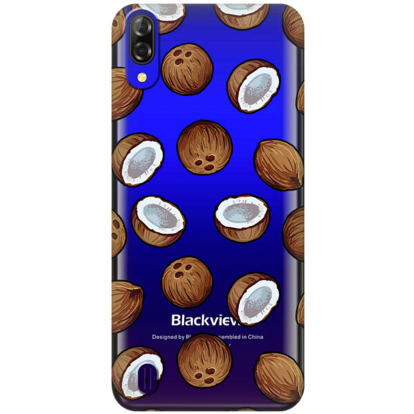 

Прозрачный силиконовый чехол iSwag для Blackview A60 с рисунком - Кокосы (H575)