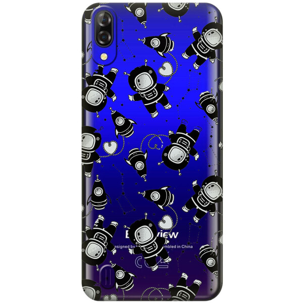 

Прозрачный силиконовый чехол iSwag для Blackview A60 с рисунком - Космонавты (H580)