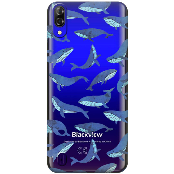 

Прозрачный силиконовый чехол iSwag для Blackview A60 с рисунком - Киты (H595)
