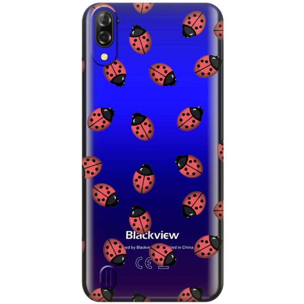 

Прозрачный силиконовый чехол iSwag для Blackview A60 с рисунком - Божьи коровки (H594)