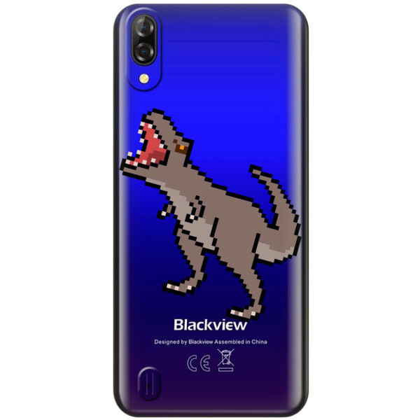 

Прозрачный силиконовый чехол iSwag для Blackview A60 с рисунком - Пикселький динозавр (H611)