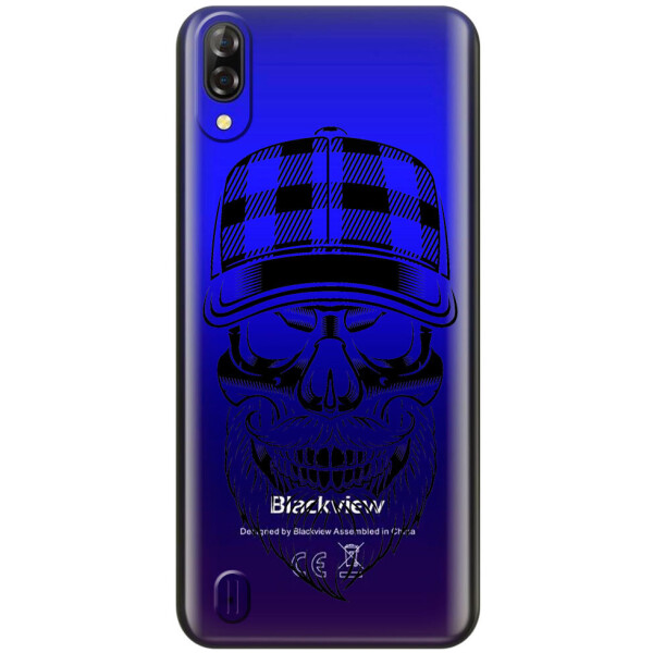 

Прозрачный силиконовый чехол iSwag для Blackview A60 с рисунком - Бородатый череп (H612)