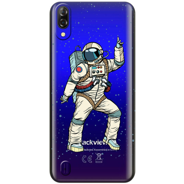 

Прозрачный силиконовый чехол iSwag для Blackview A60 с рисунком - Веселый космонавт (H613)