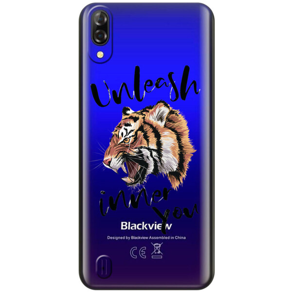 

Прозрачный силиконовый чехол iSwag для Blackview A60 с рисунком - Тигр (H624)