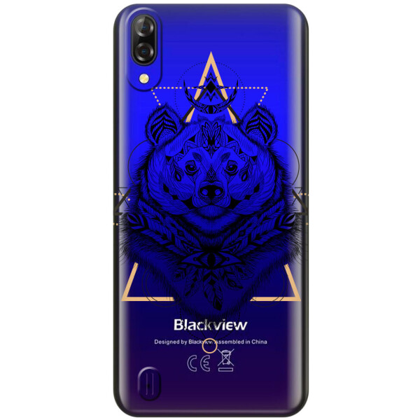 

Прозрачный силиконовый чехол iSwag для Blackview A60 с рисунком - Медведь индеец (H620)
