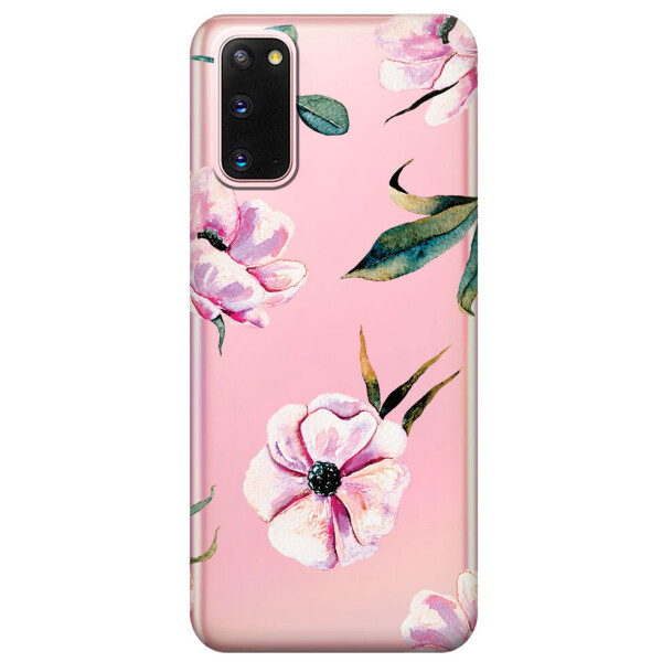 

Прозрачный силиконовый чехол iSwag для Samsung Galaxy S20 с рисунком - Пионы (M1007)