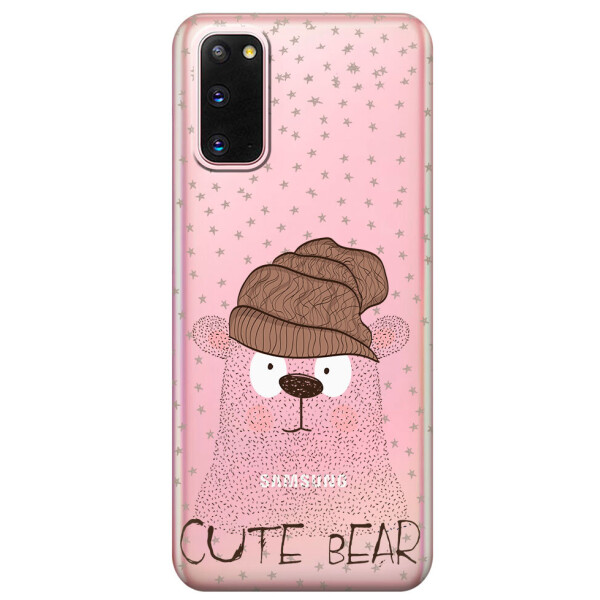 

Прозрачный силиконовый чехол iSwag для Samsung Galaxy S20 с рисунком - Медведь (M1008)