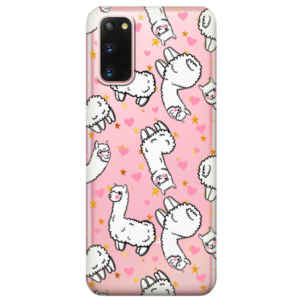 

Прозрачный силиконовый чехол iSwag для Samsung Galaxy S20 с рисунком - Ламы (M1046)