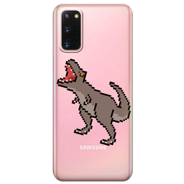 

Прозрачный силиконовый чехол iSwag для Samsung Galaxy S20 Пикселький динозавр (M1049)