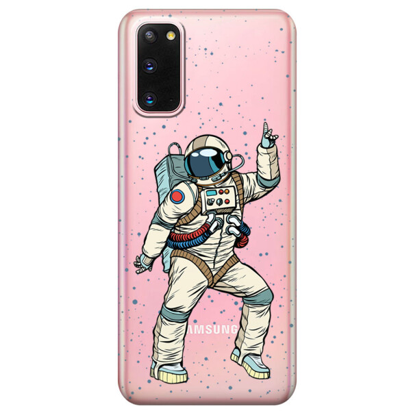 

Прозрачный силиконовый чехол iSwag для Samsung Galaxy S20 Веселый космонавт (M1051)