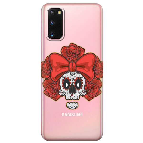 

Прозрачный силиконовый чехол iSwag для Samsung Galaxy S20 Готический череп (M1053)
