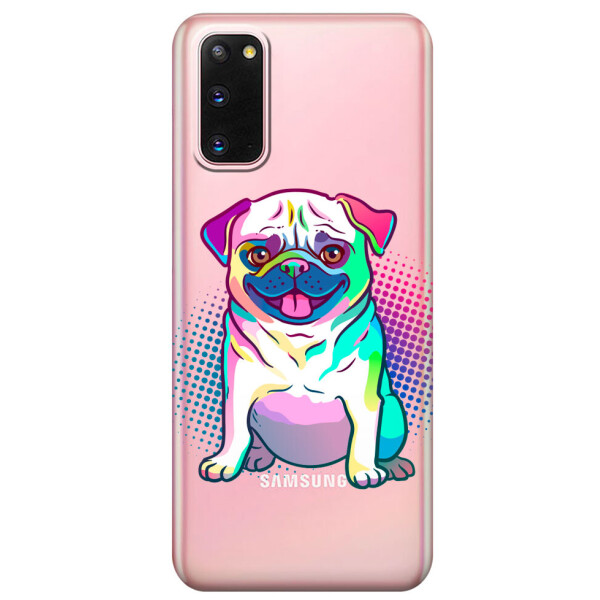 

Прозрачный силиконовый чехол iSwag для Samsung Galaxy S20 Мопс (M1059)