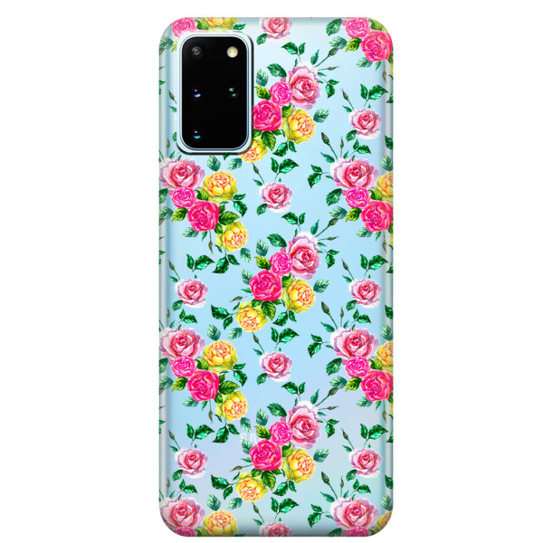 

Прозрачный силиконовый чехол iSwag для Samsung Galaxy S20 Plus Розы (M1066)