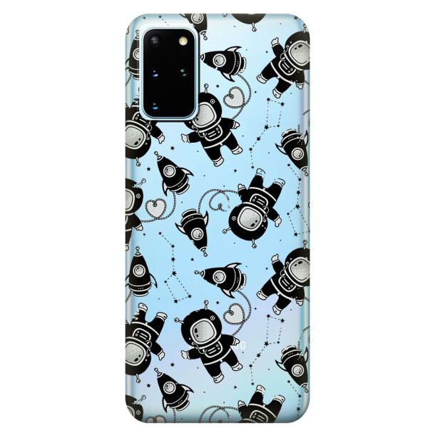 

Прозрачный силиконовый чехол iSwag для Samsung Galaxy S20 Plus Космонавты (M1084)