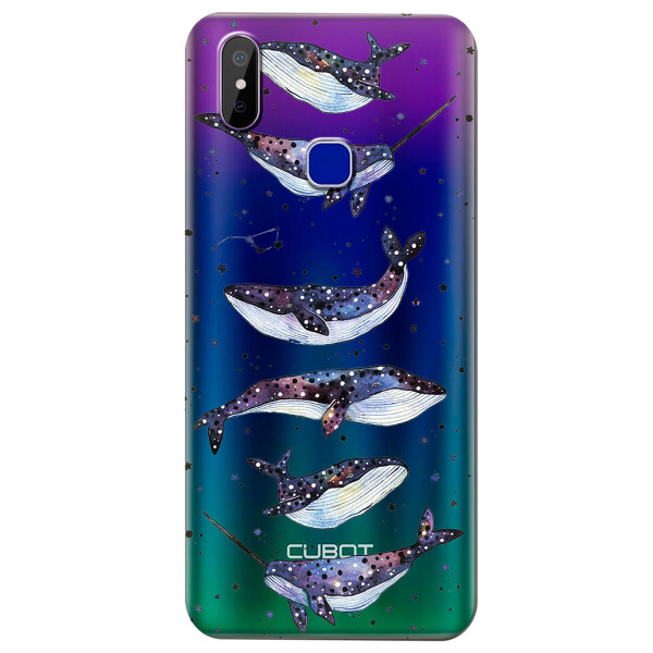 

Прозрачный силиконовый чехол iSwag для Cubot Max 2 с рисунком - Киты Единороги (KS4469)