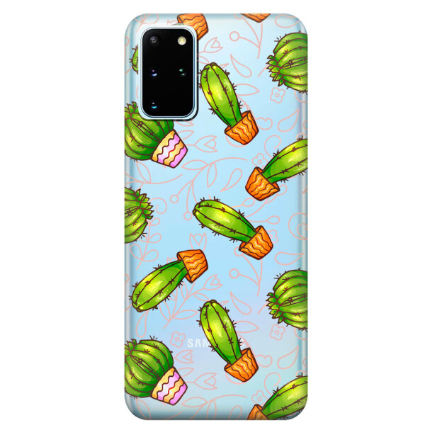 

Прозрачный силиконовый чехол iSwag для Samsung Galaxy S20 Plus Арт кактусы (M1114)