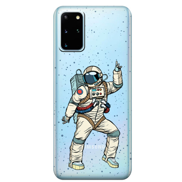 

Прозрачный силиконовый чехол iSwag для Samsung Galaxy S20 Plus Веселый космонавт (M1117)