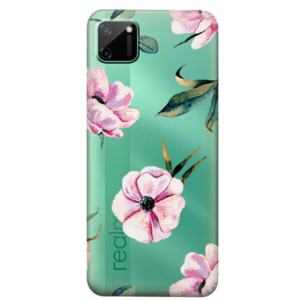 

Прозрачный силиконовый чехол iSwag для Realme C11 с рисунком - Пионы (KS4483)