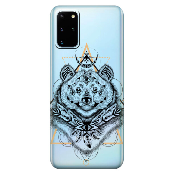 

Прозрачный силиконовый чехол iSwag для Samsung Galaxy S20 Plus Медведь индеец (M1124)
