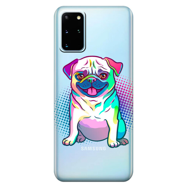 

Прозрачный силиконовый чехол iSwag для Samsung Galaxy S20 Plus Мопс (M1125)