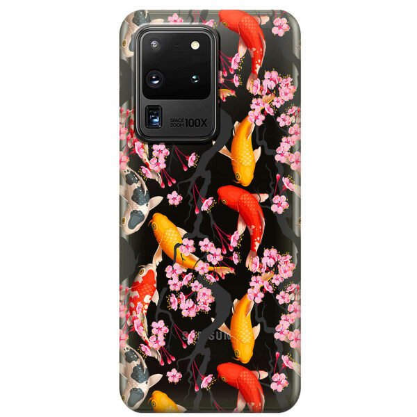 

Прозрачный силиконовый чехол iSwag для Samsung Galaxy S20 Ultra Японские рыбы (M1134)