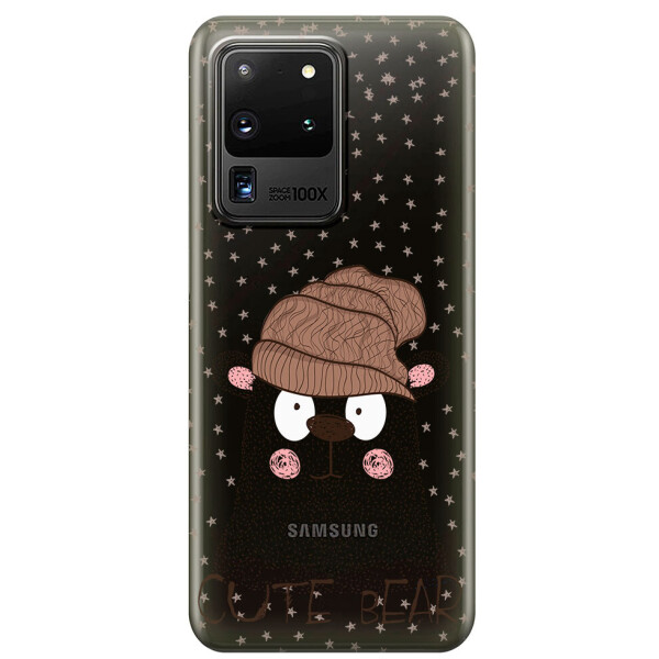 

Прозрачный силиконовый чехол iSwag для Samsung Galaxy S20 Ultra Медведь (M1140)