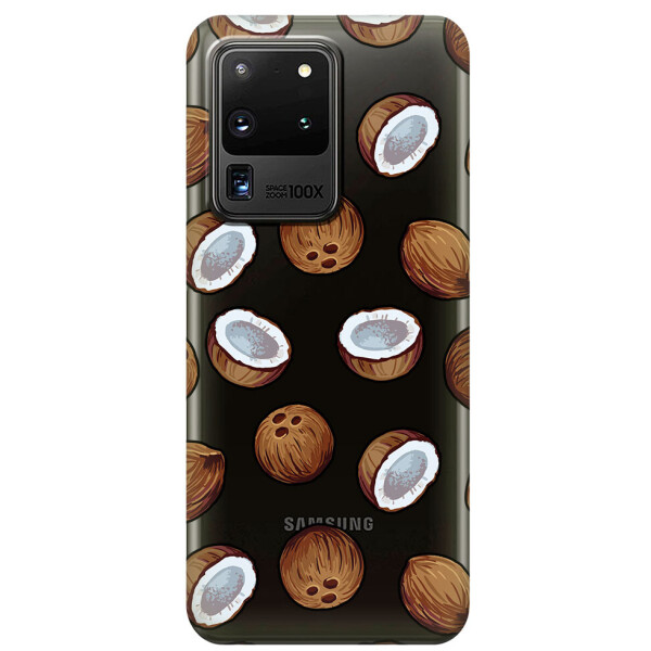 

Прозрачный силиконовый чехол iSwag для Samsung Galaxy S20 Ultra Кокосы (M1145)