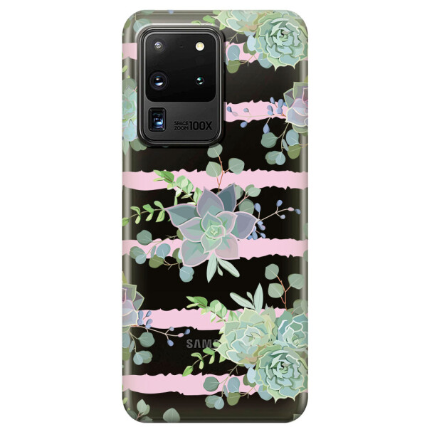 

Прозрачный силиконовый чехол iSwag для Samsung Galaxy S20 Ultra Суккуленты (M1147)
