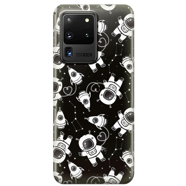 

Прозрачный силиконовый чехол iSwag для Samsung Galaxy S20 Ultra Космонавты (M1150)