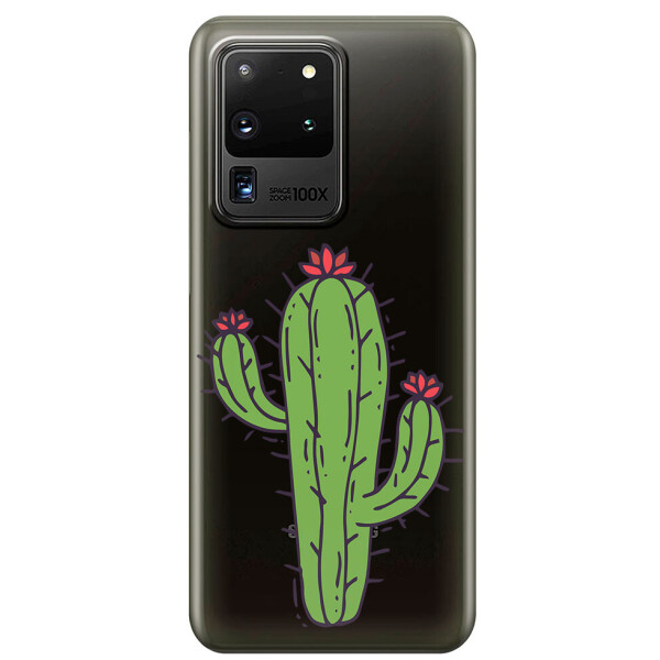 

Прозрачный силиконовый чехол iSwag для Samsung Galaxy S20 Ultra Тропический кактус (M1152)