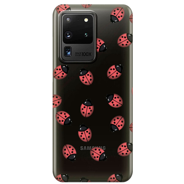 

Прозрачный силиконовый чехол iSwag для Samsung Galaxy S20 Ultra Божьи коровки (M1164)