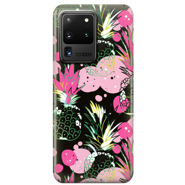 

Прозрачный силиконовый чехол iSwag для Samsung Galaxy S20 Ultra Ананасы (M1171)