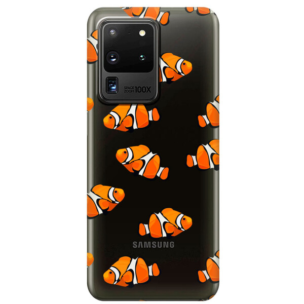 

Прозрачный силиконовый чехол iSwag для Samsung Galaxy S20 Ultra Рыбки (M1172)