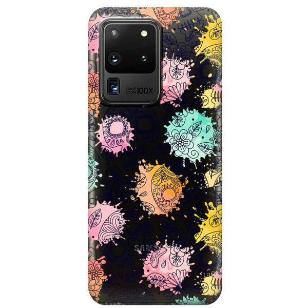 

Прозрачный силиконовый чехол iSwag для Samsung Galaxy S20 Ultra Красочные черепа (M1177)