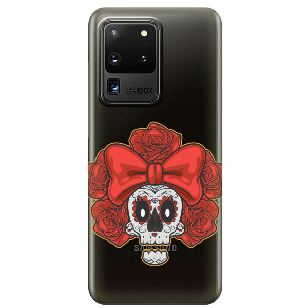 

Прозрачный силиконовый чехол iSwag для Samsung Galaxy S20 Ultra Готический череп (M1185)