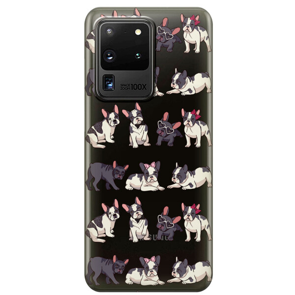 

Прозрачный силиконовый чехол iSwag для Samsung Galaxy S20 Ultra Маленькие бульдоги (M1189)