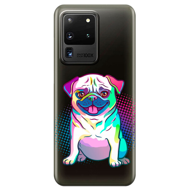 

Прозрачный силиконовый чехол iSwag для Samsung Galaxy S20 Ultra Мопс (M1191)