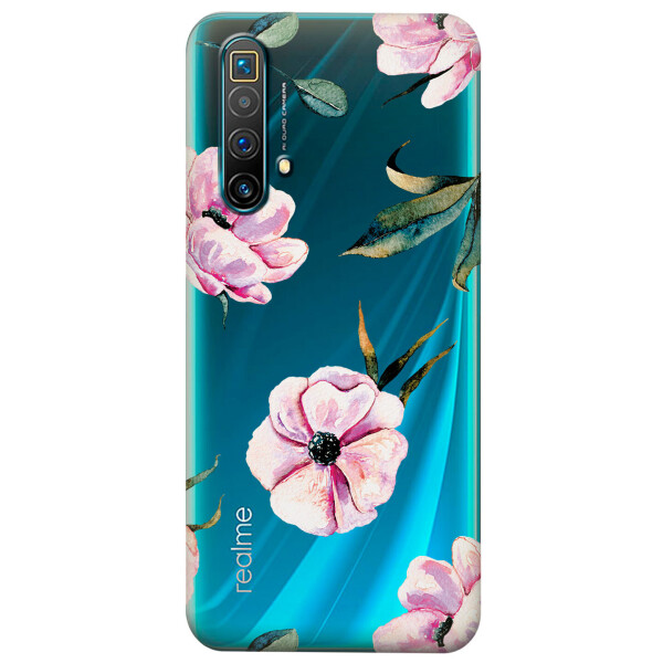 

Прозрачный силиконовый чехол iSwag для Realme X3 с рисунком - Пионы (KS4558)