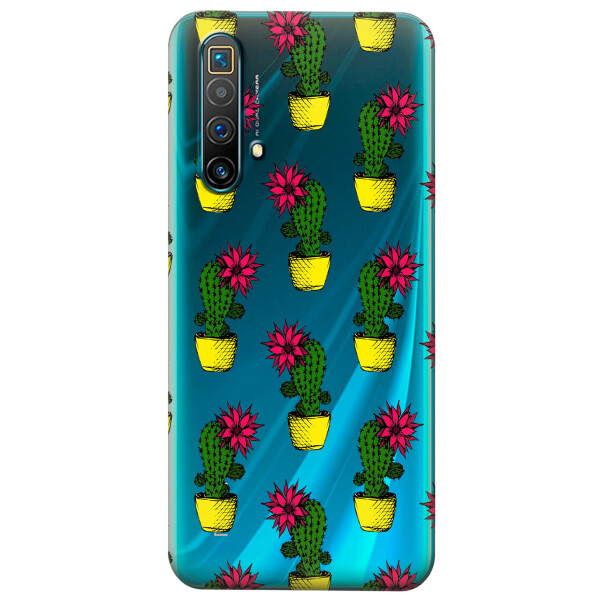 

Прозрачный силиконовый чехол iSwag для Realme X3 с рисунком - Кактусы (KS4578)