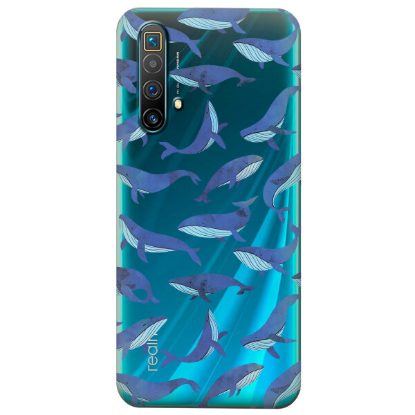 

Прозрачный силиконовый чехол iSwag для Realme X3 с рисунком - Киты (KS4584)