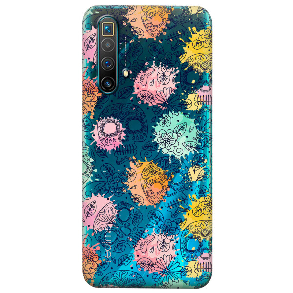 

Прозрачный силиконовый чехол iSwag для Realme X3 с рисунком - Красочные черепа (KS4596)