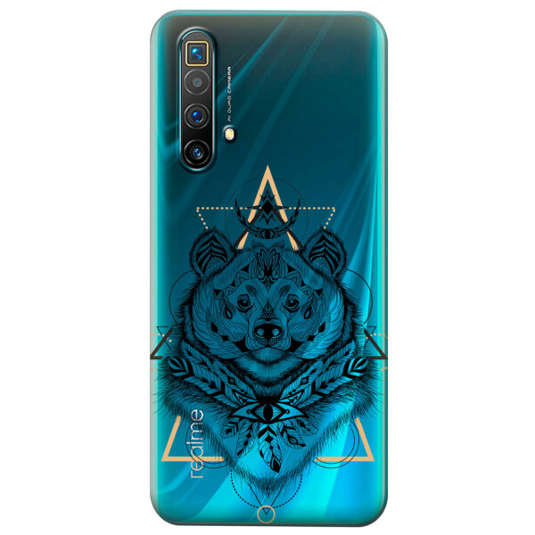 

Прозрачный силиконовый чехол iSwag для Realme X3 с рисунком - Медведь индеец (KS4609)